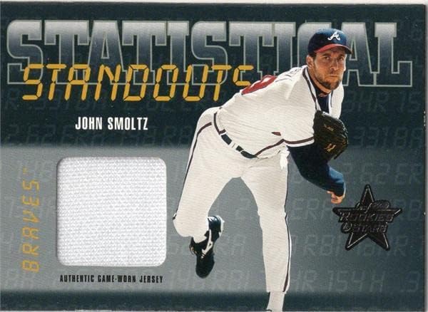 John Smoltz játékos kopott jersey-i javítás baseball kártya (Atlanta Braves) 2002 Levél Újoncok & Csillagok SS49 - MLB Meccset