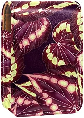 ORYUEKAN Rúzst a Tükör Aranyos Hordozható Smink Táska Kozmetikai Táska, Begonia Levelek Vintage Növényi Minta