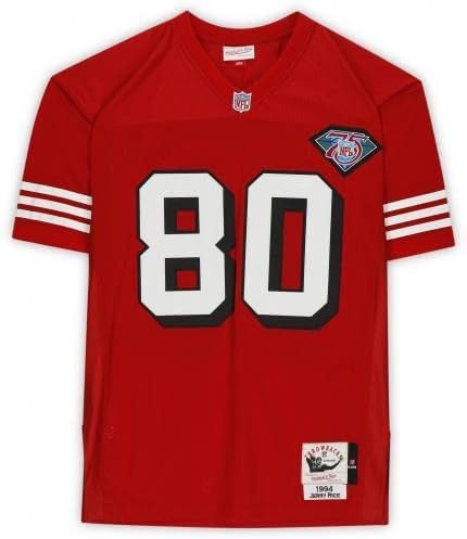Keretes Jerry Rice San Francisco 49ers Dedikált Mitchell & Ness 1994 Piros Replika Jersey SB XXIII MVP Felirat, - Dedikált