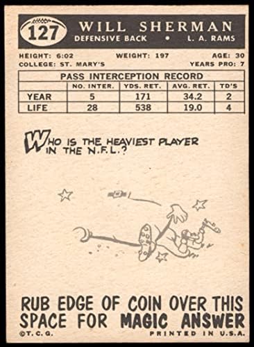 1959 Topps 127 Fog Sherman Los Angeles Rams (Foci Kártya) Dean Kártyák 5 - EX Rams