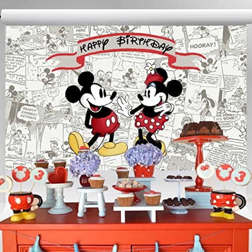 Klasszikus Mickey and Minnie Hátteret Klasszikus Képregény Háttér Születésnapi Party Kellékek Retro Piros Egér Banner a Torta