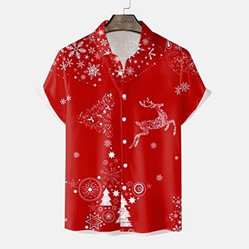 WOCACHI Karácsonyi Gomb Le shirt Mens Rövid Ujjú Vicces Karácsonyi Mikulás Nyomtatás Alkalmi Fél Tervező Póló