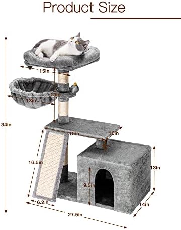 Macska Fa Torony Szizál Karcolás Hozzászólás - Aranyos Multi Level Macskák Beltéri Lakás Ház Ugrás Platform Bútor Függőágy