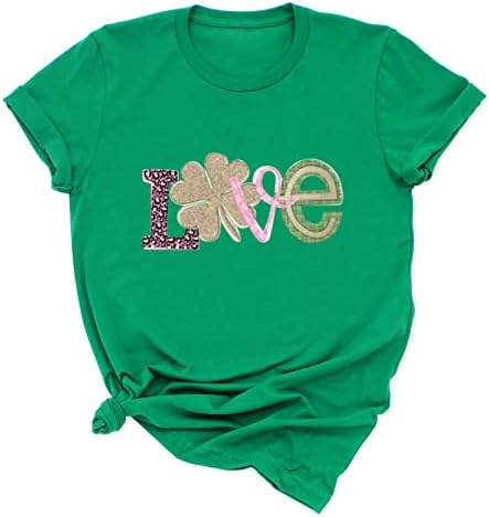 Grafikus T-shirt a Tini Lányok St Patricks Nap Rövid Ujjú Lóhere Lóhere Mintás Alkalmi Felsők Szerelmes Levél Nyomtatott