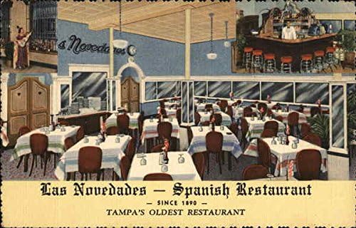 Las Novedades spanyol Étterem, a Floridai Tampa, FL Eredeti Antik Képeslap