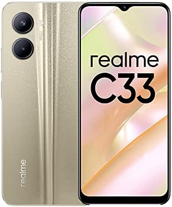 realme C33-Dual-SIM-64 GB ROM + 4GB RAM (Csak GSM | Nem CDMA) Gyári kulccsal 4G/LTE Okostelefon (Sandy Arany) - Nemzetközi