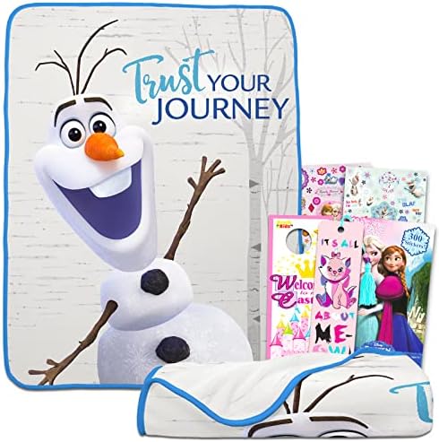 Disney Fagyasztott Ottalvós Készlet Lányoknak - 4 Pc Csomag Olaf Polár Takaró Gyerekeknek Plusz Könyvjelző, Matricák, Több