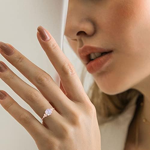 2023 Új Női Moonstones Gyémánttal Kirakott Gyűrű Elegáns Gyűrű, Eljegyzési Gyűrű, Magas, illetve Alacsony Gyűrű (Ezüst, 8)