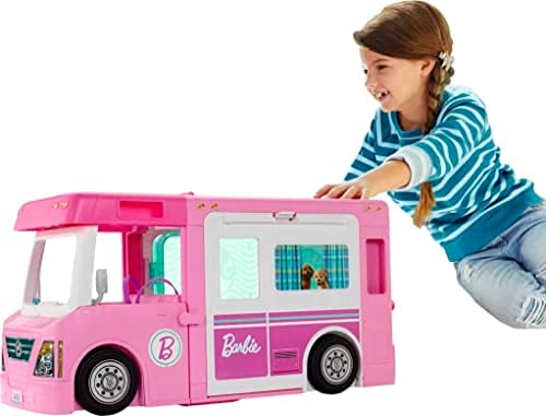 Barbie Táborozó Playset, 3 Az 1-ben Dreamcamper a Medence 50 Tartozékok, Átalakul Kamion, Hajó, Ház [ Kizárólagos]