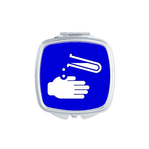 Korrózió Kék Négyzet Figyelmeztető Jel Tükör Hordozható Kompakt Zsebében Smink Kétoldalas Üveg