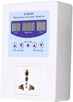 Hőmérséklet szabályozó Nagy Pontosságú Digitális LED Kijelző Termosztát Kapcsoló AC 110-240V(Fehér US Plug)