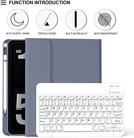 aoub Billentyűzet tok iPad 10 Generáció 10.9 inch, Folio Stand Levehető Vezeték nélküli Bluetooth-Akkumulátor Billentyűzet