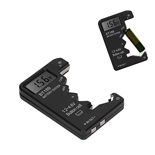Akkumulátor-Ellenőrző, Könnyű kezelhetőség LCD Képernyő Széles Compatibiltiy Akkumulátorok Ellenőrző 1,5 V 3V 9V(Fekete)