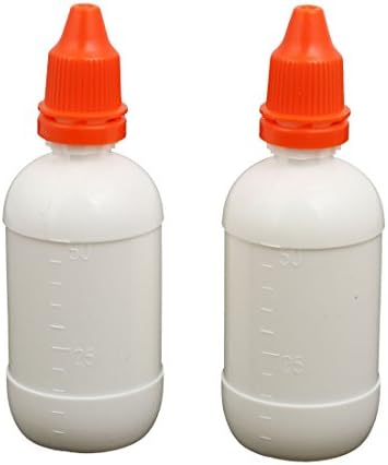 Aexit 50ml PE mérő Műanyag Összeszorítható Cseppentő Csökken Üveg Tartály Piros, Fehér, 2db