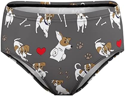 Jack Russell Terrier,Csontok, Lábnyomok Női Fehérnemű Közepe Derék Teljes Lefedettség Puha Rövid Bugyi