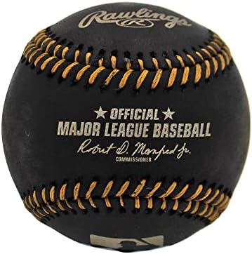 Rickey Henderson Dedikált/Aláírt Oakland Rawlings Hivatalos Major League Fekete BaseballMan of Steel Felirat