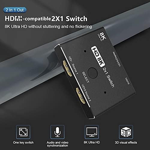 YLHXYPP Switcher HDMI 2.1-kompatibilis 2 az 1-Ultra Speed 48Gbps Kapcsoló Adapter Kapcsoló Gomb a HDTV-Projektor (Szín :