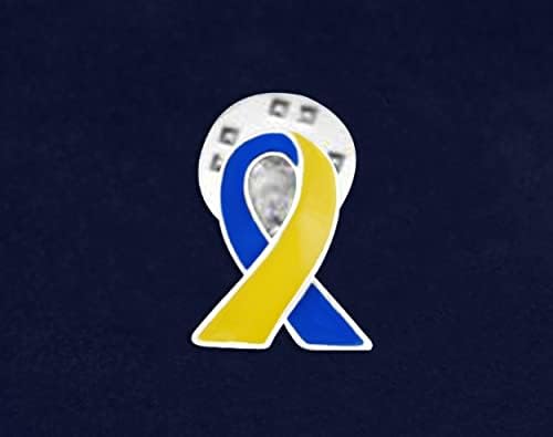 Kék & Sárga Szalag Kitűző - Támogatja Ukrajna Konfliktus & Down-Szindróma Tudatosság - Tökéletes Ajándék & Jótékonysági!