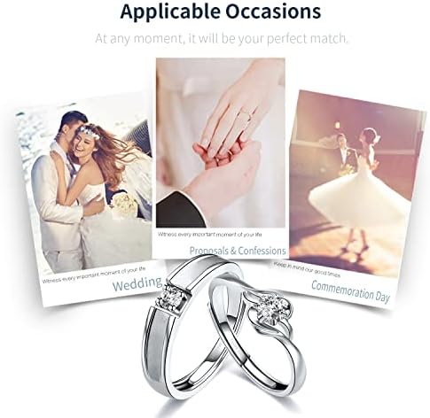 Sunamy Végtelen Szeretet Összeillő Pár gyűrűt számára, illetve A Készlet, Állítható S925 Ezüst Romantikus Szív Design, Eljegyzési