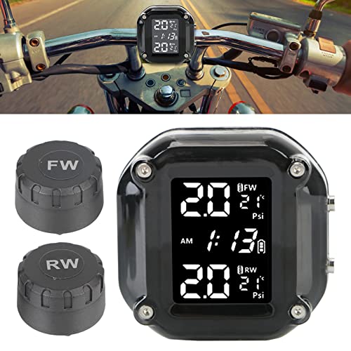Motoros TPMS keréknyomás Ellenőrző Rendszer, 2 Külső Érzékelők LCD Kijelző Motorkerékpár Gumiabroncs, Hőmérséklet Riasztás