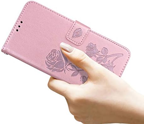 CCSmall Samsung Galaxy M52 5G Tárca az Esetben a Hitelkártya Birtokos, Rózsa Virág [Csuklópántot] Cove Pénzt Zsebébe Flip