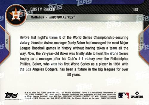 2022 Topps Most 1162 Poros Baker Baseball Kártya Astros - Nyer 1. Karrier World Series Bajnokságot, mint Menedzser