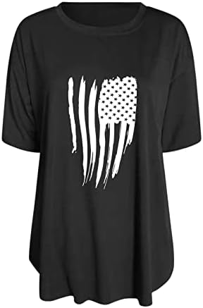 Július 4-Ingek, Női Amerikai Zászló Alkalmi Nyári Rövid Ujjú Sleeve T-Shirt Csillagok Csíkos Tie-Dye Kényelmes Pólók Felsők
