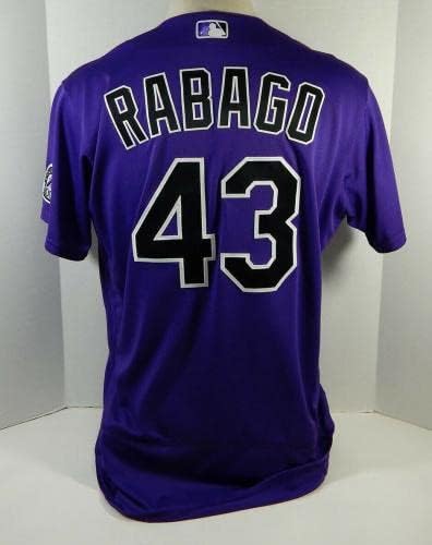 2021 Colorado Rockies Chris Rabago 43 Játék Kiadott Pos Használt Lila Jersey 46 461 - Játék Használt MLB Mezek