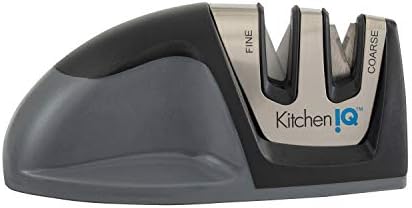 KitchenIQ 50009 Edge-Grip 2-fokozatú késélező, Fekete, Durva & Rendben Sharpeners, Kompakt, Könnyű Tárolás, Stabil Csúszásmentes
