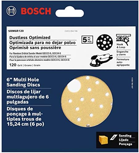 Bosch SRM6R120 5 pc. 120 Finomság 6. Multi-Lyuk, A Horog-Es Loop Csiszolás Lemezek