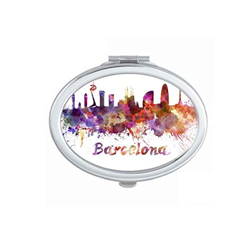 Barcelona, Spanyolország Város Akvarell Tükör Hordozható Fold Kezét Smink Dupla Oldalon Szemüveg