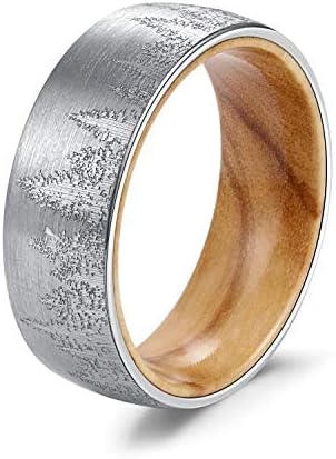 POYA VOLFRÁM Erdő Gyűrű a Férfiak 8 mm-es, Fekete, Aranyozott Esküvői Zenekar Fa Comfort Fit Bélés