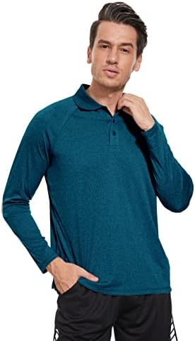 HDLMDFNN Férfi Golf Póló Hosszú Ujjú Póló Gyorsan száradó Lélegző UPF 50+ fényvédő, T-Shirt
