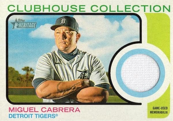 Miguel Cabrera játékos kopott jersey-i javítás baseball kártya (Detroit Tigers) 2022 Topps Örökség Klubház Gyűjtemény CCMCB