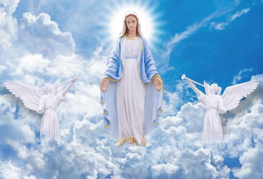 DASHAN 7x5ft Poliészter Isten Áldja meg Szűz Mária Angyal Hátteret, a Mennyország Első Áldozás Keresztelés Húsvét a Keresztény
