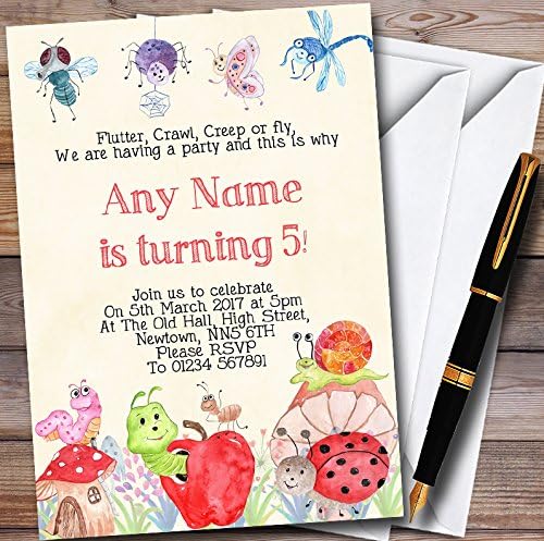 A Kártya Állatkert Akvarell Bugs & Rovar Személyre Szabott Gyermek Meghívókat