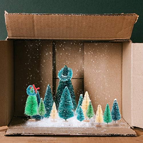 COHEALI Karácsonyi Díszek 56pcs Mesterséges Mini karácsonyfa Meghatározott DIY Xmas Üveg Ecsettel Fák Mini Doboz Díszek Műanyag