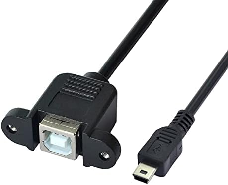 Cablecc Mini USB 5pin Férfi-USB B Női Panel Mount Típusú Kábel, 20cm Csavarokkal