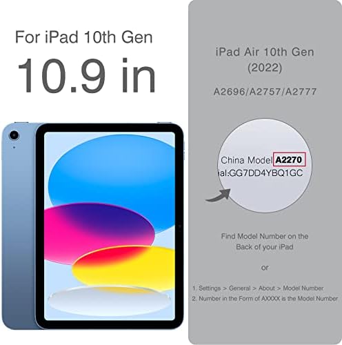 Mágneses tok iPad 10, Karcsú, Okos, Folio iPad 10 Gen 10.9 2022 Modell, Kényelmes Mágneses Mellékletet, Trifold Állni az