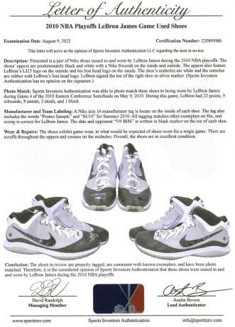 LeBron James Rájátszás Játék Használt Aláírt Cipők uda vagy Felső szint 1/1 Fotó Illeszkedik - Dedikált NBA Cipők