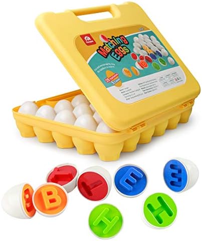Coogam Betű Egyforma Tojás 26PCS ABC Abc Szín Recoginition Sorter Puzzle Húsvéti Utazási Bingo Játék Nagybetűs Learning Oktatási