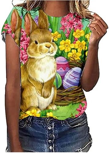Húsvéti Maximum a Nők, Boldog Húsvéti Pólók Női Sleeve Aranyos Rabbit Grafikus Rövid Ujjú Ünnep Maximum Blúz, Póló