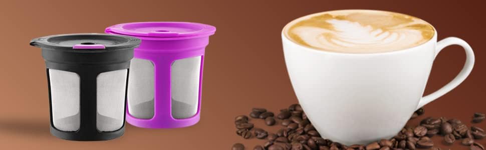 Újrafelhasználható Csészék Keurig K-Kupa 2.0 1.0 Kávéfőző, Újratölthető Szűrő Hüvely - Pack 2 (Lila & Fekete)