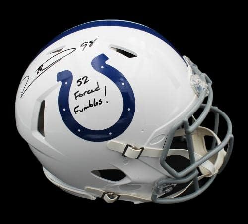 Robert Mathis Aláírt Indianapolis Colts Sebesség Hiteles NFL Sisak 52 Kénytelen Balfasz! Felirat - Dedikált NFL Sisak