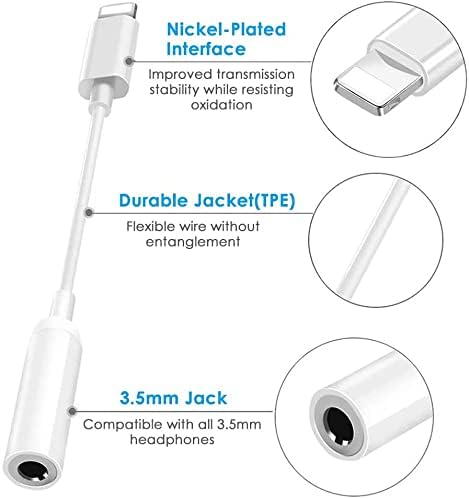 Villám 3,5 mm-es Fejhallgató Jack Adapter, [Apple Mpi Hitelesített] 2 Csomag Fejhallgató Adapter iPhone Converter Dongle