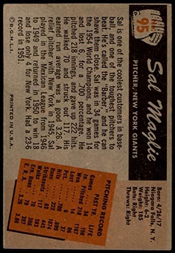1955 Bowman 95 Sal Maglie New York Giants (Baseball Kártya) VG/EX Óriások