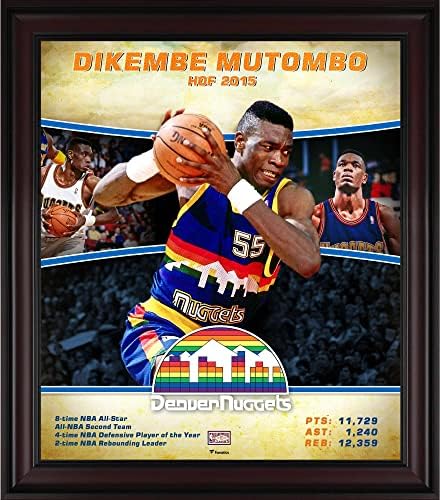 Dikembe Mutombo Denver Nuggets 15 x 17 Keményfa Klasszikusok Játékos Kollázs - NBA Játékos Plakkok, valamint Kollázsok