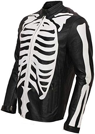 Csontváz Csontjai Kabát - Halloween Cosplay Vázlat Rob Zombie Fekete Koponya Motoros Bőr Dzseki