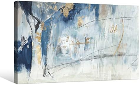 7Fisionart Indigó Kék-Arany Absztrakt Wall Art Festmények Vászon Képek, Fali Dekor, Keretes Mű Hálószoba, Nappali, Konyha,