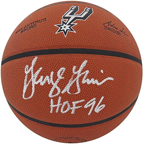 George Gervin Aláírt Wilson San Antonio Spurs Logó NBA Kosárlabda w/HOF'96 - Dedikált Kosárlabda